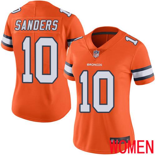 Women Denver Broncos #10 Emmanuel Sanders Limited Orange Rush Vapor Untouchable Football NFL Jersey->denver broncos->NFL Jersey